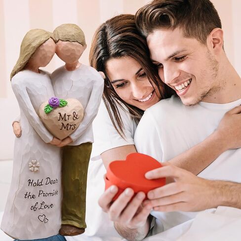 هدايا زفاف الذكرى السنوية للزوجين - إشراك زواج أعياد عيد ميلاد الأفكار لزوج الزوج ، والراتنج المرسومة باليد السيد والسيدة تمثال ، هدية رومانسية للزوجين (وردي) in Kuwait