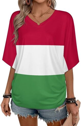 Liberia Flag Women's Unique V-Neck Short Sleeve Shirt T-Shirts Summer Casual Basic Loose Fit Tees Top in Kuwait