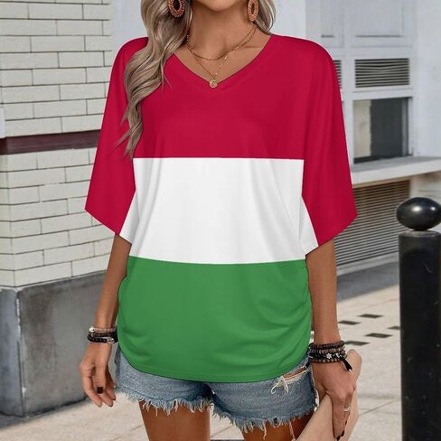 Liberia Flag Women's Unique V-Neck Short Sleeve Shirt T-Shirts Summer Casual Basic Loose Fit Tees Top in Kuwait