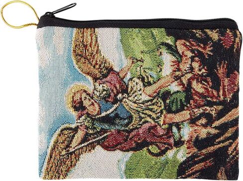 Needzo Saint Michael Tapestry Rosary Bag with Zipper Closure, Gift for Catholic Women, 4 x 6 Inches in Saudi Arabia