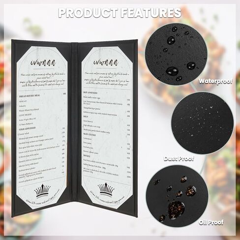 Menu Holder 6 Pack PU Leather Menu Covers 4.25" x 11" Single Pocket Menu Holders Restaurant Menu Covers for Bars, Cafes, and Wine Lists (1 View, 6 Pack) in Kuwait