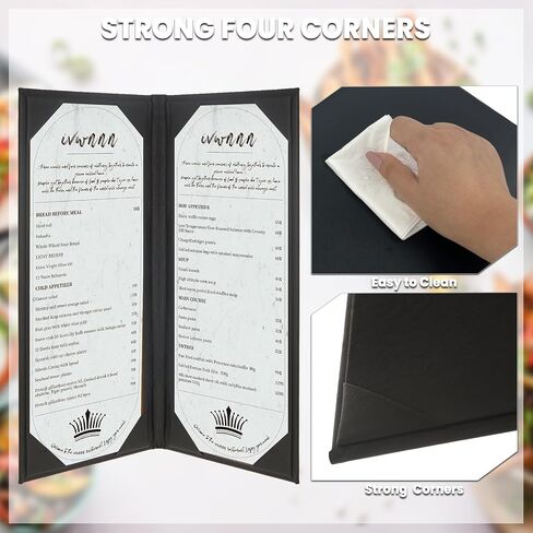 Menu Holder 6 Pack PU Leather Menu Covers 4.25" x 11" Single Pocket Menu Holders Restaurant Menu Covers for Bars, Cafes, and Wine Lists (1 View, 6 Pack) in Kuwait