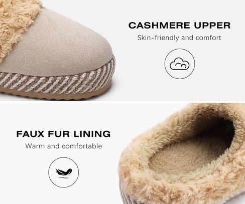 ONCAI Womam Slippers with Cushion Yoga Mat Faux Fur Lining Fuzzy Suede Warm Winter House Slippers Shoes Ladies Indoor and Outdoor Cozy Rubber Sole US Size 5-11 in Saudi Arabia