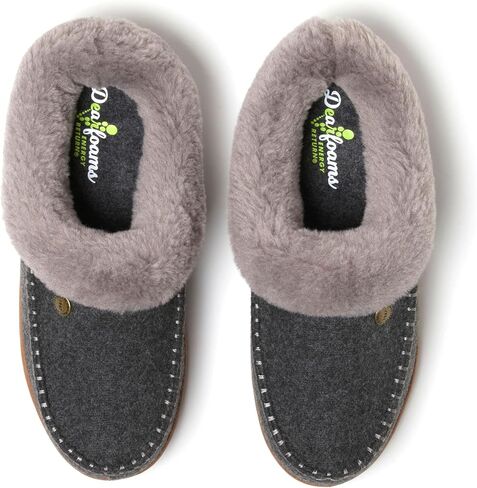 Dearfoams Women's Atley Indoor Outdoor House Shoe Fuzzy Memeory Foam Clog Slipper in Saudi Arabia
