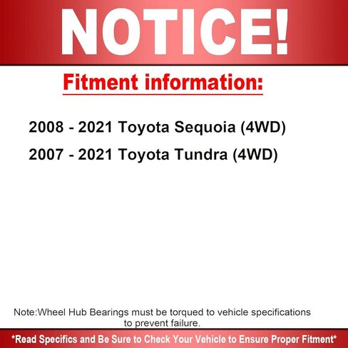 950-002 Front Wheel Bearing Hub Assembly 4WD with 5 Lugs Fits for 2008-2018 Toyota Sequoia, 2005-2018 Toyota Tundra Wheel Hub Bearing Assembly (4x4) in Saudi Arabia