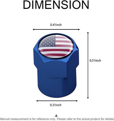 4PCS Ameican Flag Car Tire Valve Stem Cap, Hexagon Shape Vehicle Stem Covers with O Rubber Seal, Aluminum Alloy Patriotic Auto Air Dust Protection Accessories, Universal Fit (Blue) in Saudi Arabia