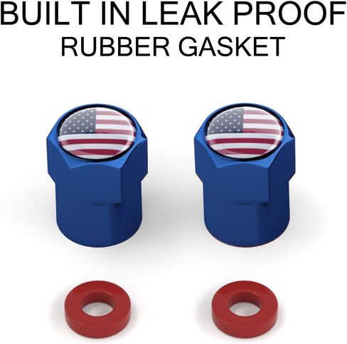 4PCS Ameican Flag Car Tire Valve Stem Cap, Hexagon Shape Vehicle Stem Covers with O Rubber Seal, Aluminum Alloy Patriotic Auto Air Dust Protection Accessories, Universal Fit (Blue) in Saudi Arabia
