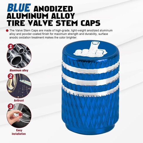 Xotic Tech Tyre Valve Caps 4 Pack Set Anodized Minodized Tyre Valve Cap Cap ، أغطية جذع عالمي مقاوم للهواء المقاوم للتآكل (أسود الإصبع الأوسط) in Saudi Arabia