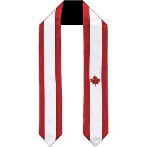 North America Graduation Sash/Stole Flag Bridal Satin Fully Lined and Embroidered Adult Unisex