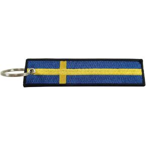 Sweden Flag Key Chain, 100% Embroidered