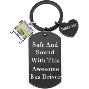 Iweca Bus Driver Appreciation Gifts School Bus Driver Gift Keychain Drive Safe Keyring,Thank You Jewelry Gift for Birthday
