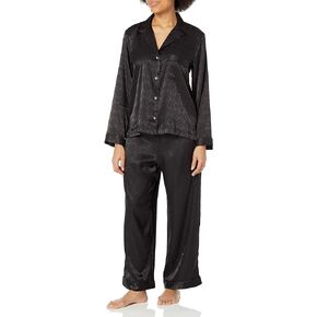 Natori Women's Infinity Jacquard Notch PJ Length 25"/ Inseam 26", Black, Extra Large