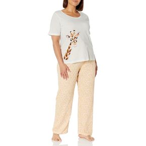 EVANS Women's Plus Size Pj Giraffe Long Set