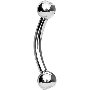 Pierced Owl - 16GA G23 Implant Grade Titanium Internally Threaded Crystal Gem Ends Curved Barbell