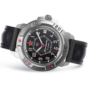 VOSTOK | Komandirskie 436744 Commander Russian Military Mechanical Wrist Watch | WR 20 m | Fashion | Business | Casual Men’s Watches | Leather Band B