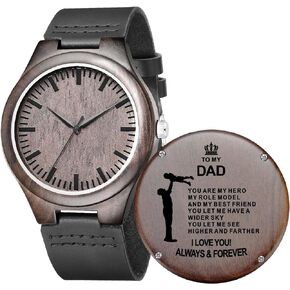 Engraved Wood Watches Mens Gifts – Thanksgiving Christmas Fathers Day Valentines Gifts for Husband Dad Son Boyfriend Groomsmen