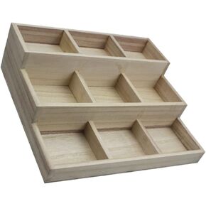 Zerodeko Wooden Jewelry Display Riser Tray Stand Vintage Wood Bangle Bracelet Watch Organizer Holder Stand 9 Grid Wooden Divided Box Bracelet Storage Organizer