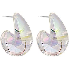 Acrylic Transparent Hoop Earrings Minimalist Resin Earrings Geometric Statement Earrings for Women Teen Girls
