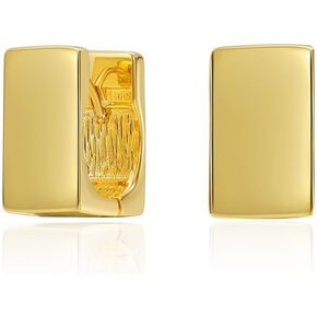 اقراط حلقية ذهبية للنساء، اقراط حلقية مربعة بتصميم هندسي بسيط، مجوهرات للهدايا، مقاس M، نحاس، حجر ذهبي in Kuwait