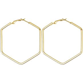 Hexagon Hoop Earrings for Women Simple Geometric Fashion Jewelry Earrings