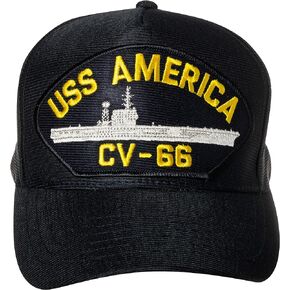 United States Navy USS America CV-66 Supercarrier Ship Emblem Patch Hat Navy Blue Baseball Cap