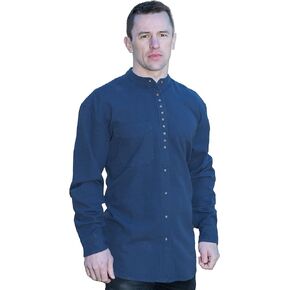 Irish Grandfather Collarless Shirt, Cotton and Linen Long-Sleeve Traditional Irish Shirt