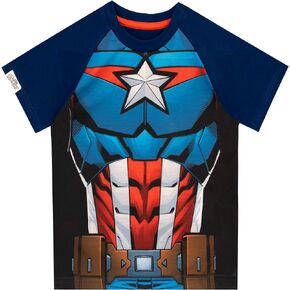 Marvel Boys' Captain America T-Shirt Blue Size 5