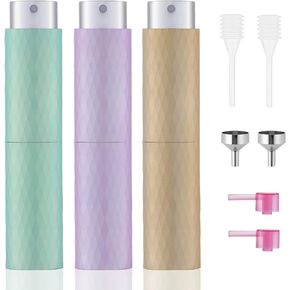 Tekson 8ML Perfume Atomizer Travel (3 PCS), Refillable Cologne Containers, Dispenser Spray Empty Bottle for Mini Sprayer Size