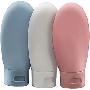 Travel Bottle, 3 Pcs Leak Proof Refillable Squeezable Containers Set(60 ml) with Label and Transparent Carry Bag for Liquid Shampoos, Soap and Toiletries. (Multicolor)