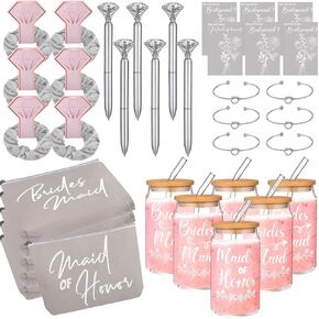 Tikem Kitch Bridesmaid Proposal Gifts Set of 6 - Maid of Honor Gifts for Bridal Shower Engagement Bachelorette Party - Bridesmaids Gifts Box Coffee Cup Makeup Bags Bracelets (Sunflower)
