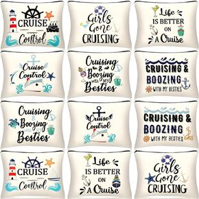 Kajaia 12 Pcs Cruise Survival Kit Cosmetic Bags Cruise Gifts Cruise Makeup Bags Cruise Ship Essentials Bags Travel Organizer Zipper Pouch Cruise Accessories for Women Cruising Lovers