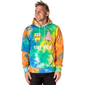 Mad Engine SpongeBob SquarePants Men's Patrick And SpongeBob Stay Weird Adult Tie Dye Pullover Hoodie
