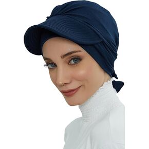 Instant Turban for Women's, 95% Cotton Bonnet, Head Wrap, Lightweight Headwear, Visor Cap
