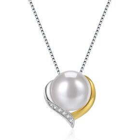 Gold Pearl Choker Necklace For Women -925 Sterling Silver Single Pearl Heart Pendant beaded Jewelry Gift For Her, Birthday, Wedding, Anniversary, Valentines Day