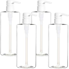 Youngever 4 Pack Pump Bottles for Shampoo 24 Ounce, Empty Shampoo Pump Bottles, Plastic Cylinder with Lockdown-Leak Proof-Pumps