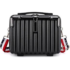 Mini Suitcase Hard Shell Makeup Bag Travel Cosmetic Case Portable Makeup Luggage with Shoulder Strap for Women White