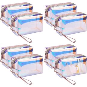 8 Pieces Holographic Makeup Bag Holographic Iridescent Cosmetic Bags with Zipper Travel Iridescent Makeup Bags Portable Holographic Bag Iridescent Holographic Bag for Makeup Tools Organiz