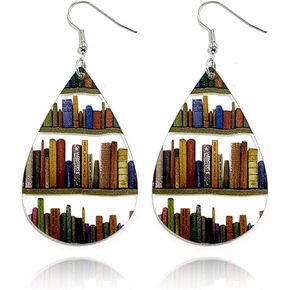 Bookshelf Acrylic Dangle Earrings Teacher's Day Back To School Graduation Book Lovers Gifts Jewelry for Women Girls