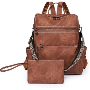 Nefelibata Women's Fashion Backpack Purse Day Packs Satchel Handbags leather tote bag Anti-theft Large Fashion Designer Travel Handbags Shoulder Bags With Purse Strap（Coffee Brown）