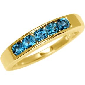 Silvershake 5-Stone White Gold Plated 925 Sterling Silver Journey Stackable Band Ring Jewelry for Women or Teens