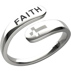 خاتم الإيمان من الفضة الإسترليني 925 من Positive Christian - قابل للتعديل، يناسب أي إصبع