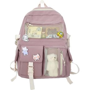 GGOOB Kawaii Backpack with Kawaii Pin and Accessories Cute Kawaii Backpack for School Bag Kawaii Girl Backpack Cute (Blue)