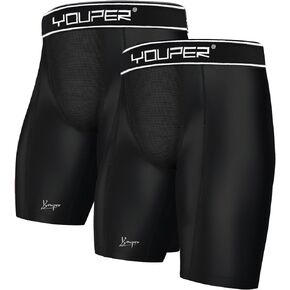 Youper Athletic Supporter Underwear, Compression Shorts w/Cup Pocket, Adult Sizes
