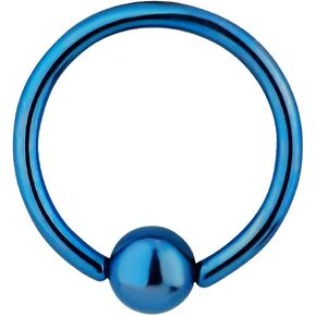 Forbidden Body Jewelry Blue IP Plated Captive Bead Hoop Ring CBR Surgical Steel 14G 1/2 inch