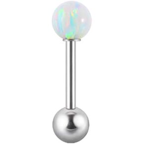 Niaspi Opal Tongue Ring for Women Men 14G 16mm Barbell Surgical Steel Sparkling Disco Ball Straight Bar Tongue Studs Body Piercing Jewlry