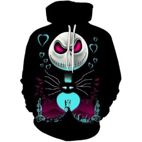 Opeybews Nightmare Before Christmas Jack Sally Novelty Hoodie 3D Print Sweatshirts