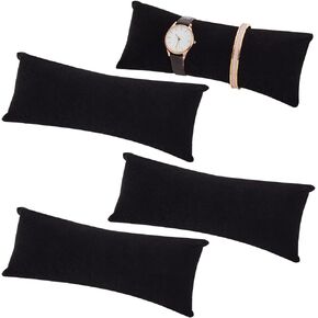 PH PandHall 4 Pack Long Velvet Watch Display Pillow, 8.1x3.2x2.3 inch Bracelet Pillow Black Bracelet Pillow, Jewelry Display Cushion for Small Business Sales Home Bracelet Watch Display Storage