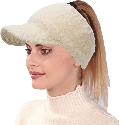 قبعة شتوية عالية على شكل ذيل حصان - قبعات من صوف الخروف قبعة صغيرة وقبعات جولف للتنس للنساء in Kuwait