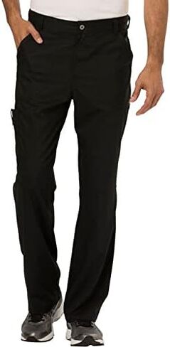 Cherokee Men Scrubs Set Workwear Revolution WW690 Tuckable V-Neck Top & WW140 Fly Front Pant, Black- S Top/S Pant in Saudi Arabia