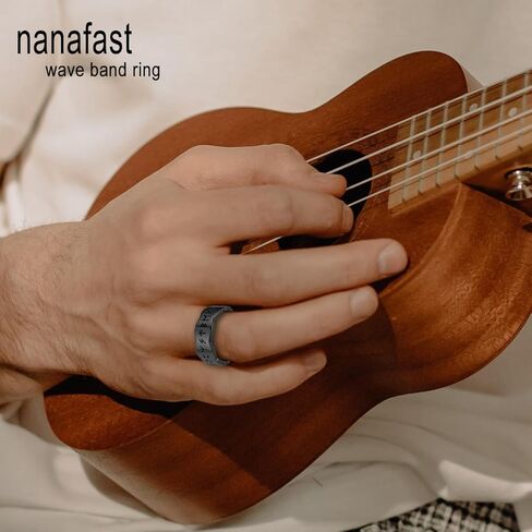Nanafast 8mm حلقات الفايكنج للرجال النساء التيتانيوم الفولاذ المقاوم للصدأ نورس رون الدائري للرجال موجات البساطة / أسلاك الفولاذ خمر فايكنغ خواتم بارد الرجال الفرقة عصابة المجوهرات هدية للرجال in Kuwait